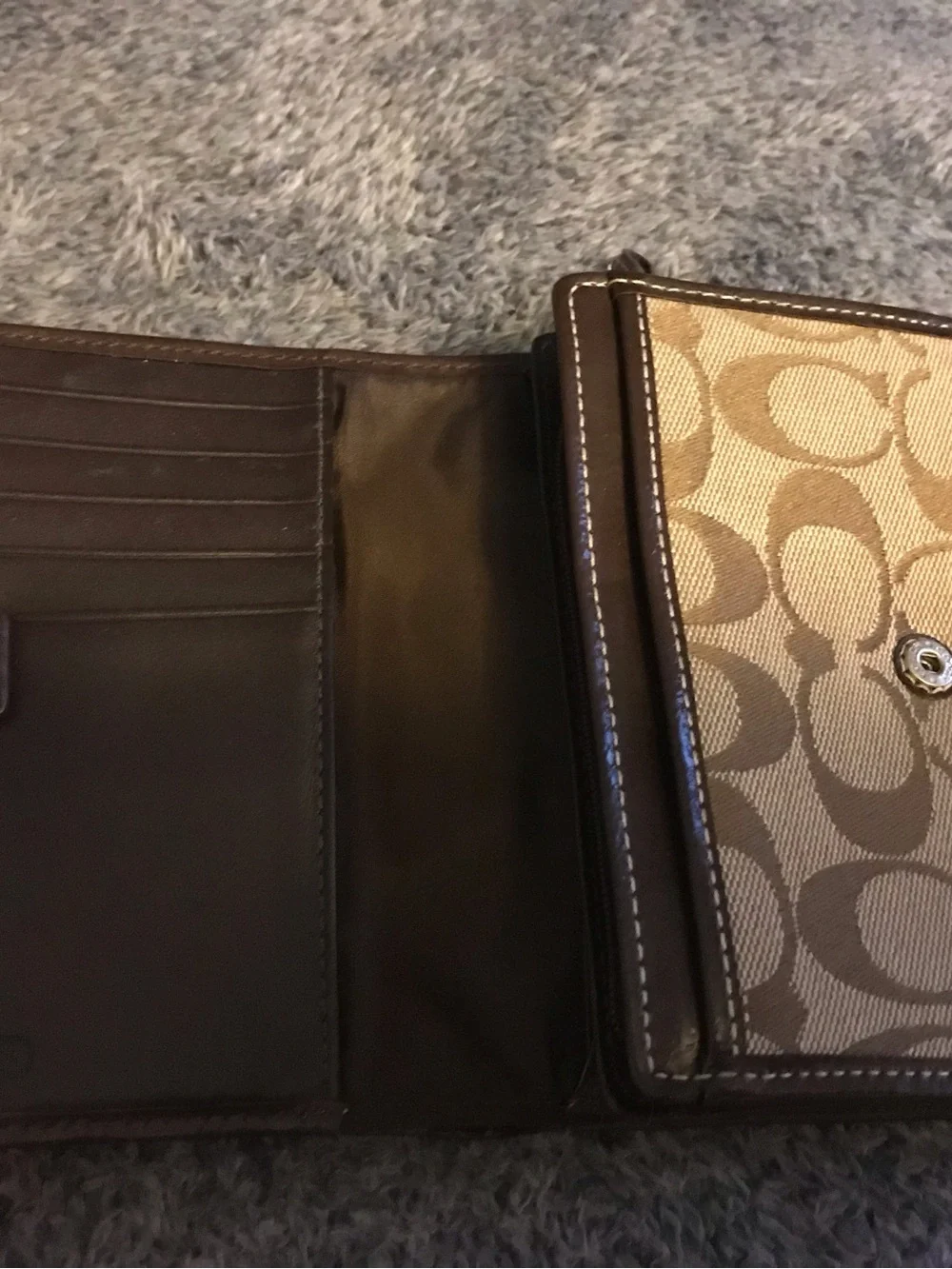 Coach Signature Foldover Compact Wallet | Color: Brown
